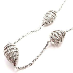 Rare Damiani 18k White Gold 6ctw Diamond Spiral Teardrop 3 Motif Necklace 18"